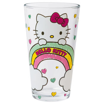 Silver buffalobuffalo hello kitty rainbow clear glitter pint cup 16 oz