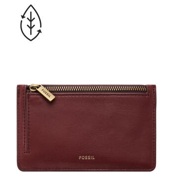 Fossil women's wallet wine red embossed leather zipper short logo multifunctional simple fashion 13336824 wine os
