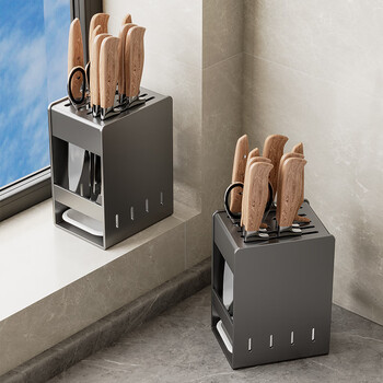 Huxiansen kitchen knife holder countertop stainless steel knife holder storage rack household multi-functional knife holder kitchen knife storage rack
