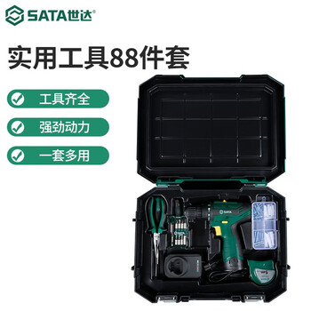 Sata 05152a home hardware 88-piece tool box set repair rechargeable electric drill lithium electric hand drill set (05152a) 88-piece practical tool set