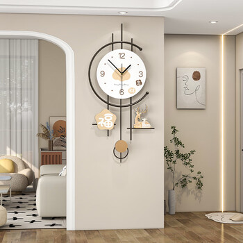 Yunya modern simple and elegant high-end dining table wall clock creative restaurant decoration clock 2024 new clock living room wall hanging fulu shengcai wall clock 68*32cm
