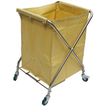 Wenshiou hotel x-shaped linen cart hotel room foldable storage cart stainless steel trolley cleaning cleaning work cart light beige_x cart