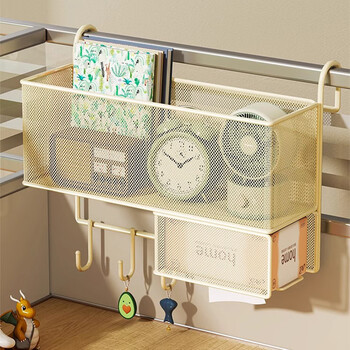 Muge office storage hanging basket desk station renovation and organizing artifact girls desktop storage rack desktop hanging box salt tea white large size