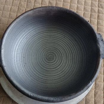 Enshousu old-fashioned clay pot earth casserole household casserole large capacity extra large coarse earth casserole old style 70's woven gold 24cm/10cm 1ml