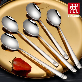 Zwilling imported quality 304 stainless steel long-handled spoons from germany, 5-piece set, non-stick food-grade gift box, large rice spoons, 304 korean-style spoons, 5 pieces in bulk