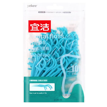 Yekee disposable dental floss sticks, flat floss toothpick bags, 100 pieces y-9832