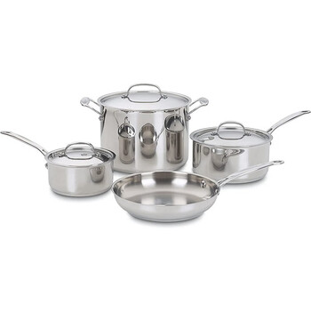 Meishanya 4-piece stainless steel pot cookware set, pan, small milk pot, soup pot set, high soup pot, western food 77-7p1