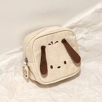 Cute japanese pacha dog storage bag, cartoon girl, cute and good-looking, change makeup, toiletries and sanitary napkin storage bag, pacha dog square storage bag + cute pendant