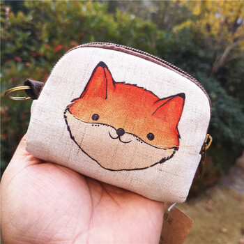 Kingtrip coin purse female mini cute key bag fabric canvas small bag small purse student coin coin bag orange fox