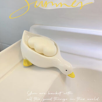 Duck soap box household draining without water accumulation creative soap box bathroom sink soap box storage rack draining duck soap box white 1 pack