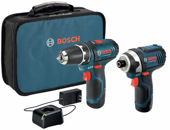 Bosch (bosch) bosch 12v electric drill screwdriver, two-piece set, impact driver, dual 2ah lithium battery with charger