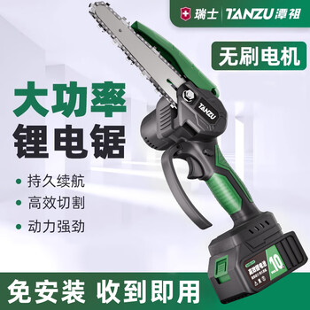 Tanzu electric saw household logging rechargeable lithium battery wireless portable handheld electric chain saw wood small power tool 4-inch household model 77500h one battery * 1 chain