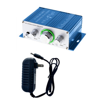 Jiate mini small power amplifier audio power amplifier computer desktop bedside audio amplifier combination blue +12v3a power supply