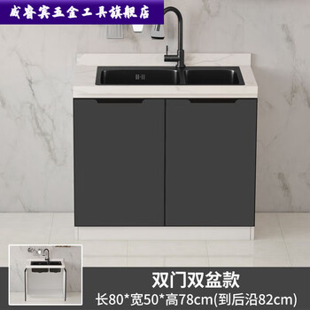 Qinkai slate solid wood cabinets marble countertops home kitchen worktop assembled stove stainless steel sink vegetable basin guaranteed for ten years double basin model extra thick slate 2 meters 4 doors 3 drawers