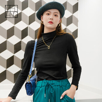 Meiyang skin primer bottoming shirt women's top new slim half turtleneck sweater spring and autumn women's casual slim inner top black m