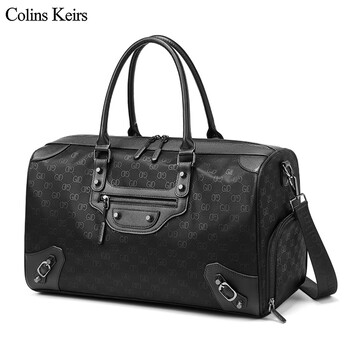 Colins keirs travel bag portable large capacity men's luggage bag fitness bag wet and dry separation sports bag short-distance business trip boarding bag black