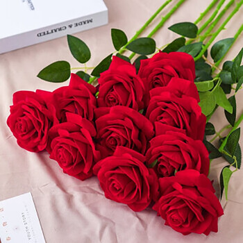 Meng kuan simulated rose valentine's day plastic bouquet home furnishings fake flowers living room table flower arrangement dried flower decoration 10 red imperial concubine roses
