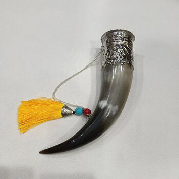 Sailoto horn cup mongolian cup pendant ceremonial wine cup alliance inner mongolia stage props mongolian meal crafts cup length about 18-20 cm