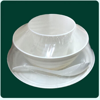 Duochuan disposable tableware three-piece set rice husk bowls and chopsticks set biodegradable home banquet and supper commercial thickened independent packaging bowls, cups and spoons three-piece set 50 sets for 5 tables