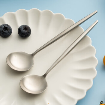 Onlycook spoon 304 stainless steel spoon household food grade dessert spoon table spoon long handle main meal rice spoon soup spoon silver round head spoon/2 pieces combination pack