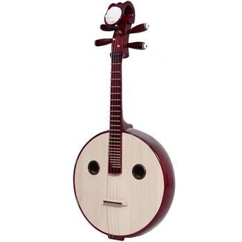 Flofair ethnic plucked instrument hardwood bone flower beginner entry level examination zhongruan qin zr-01 band troupe hardwood unnotched elbow round sound hole zhongruan