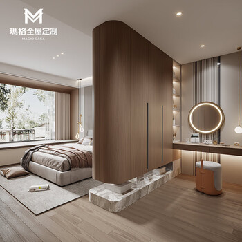 Margo simple walk-in wood veneer suspended corner wardrobe cloakroom dressing cabinet integral furniture integrated customization prepaid