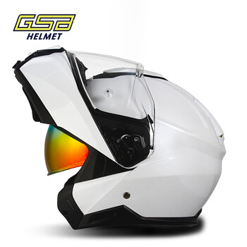 Gsbgsb helmet g-362 reversible helmet dual lens helmet universal for all seasons reserved bluetooth headphone slot pearl white with transparent lens l (56-57 head circumference)