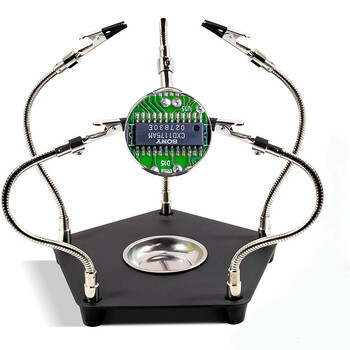 Aiboduo multifunctional welding repair fixture pcb electronic motherboard welding holder mobile phone circuit board auxiliary pentagonal clamp (4 claws + magnifying glass + storage tray)