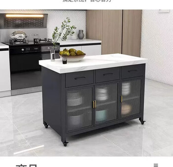 Mexueer custom table kitchen dining table integrated small apartment with drawer storage sideboard marble removable island table black 806085cm double door double drawer double door
