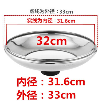 Suitable for asd stainless steel pot lid, universal visual tempered glass lid, steamer and wok lid, thickened 32cm