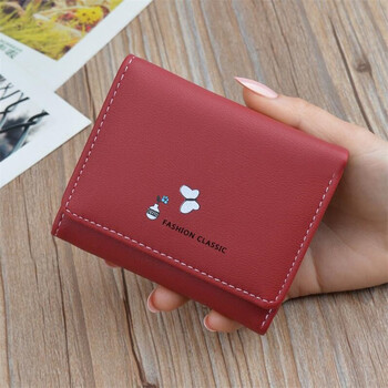 Cloth simple women's wallet women's short thin tri-fold wallet korean style multi-functional folding soft wallet small wallet butterfly red