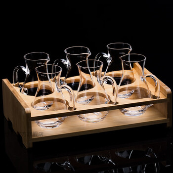 Xijue crystal glass white wine cup wine dispenser with scale household wine glass set 15m tall cup small wine cup divider wine pot wine cup one pot one cup 6 pieces 100ml gourd wine dispenser + bamboo frame