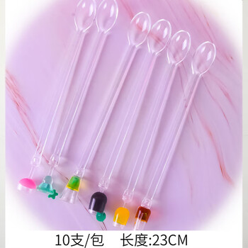 Yibo disposable fruit fork colorful thick straw art stirrer milk tea shop supplies acrylic spoon (1 pack/10)