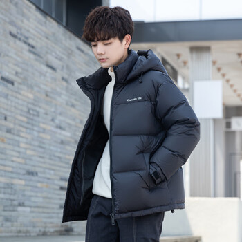 Yaya (yaya) unisex winter down jacket couple's soft thick warm hooded short bread jacket for men