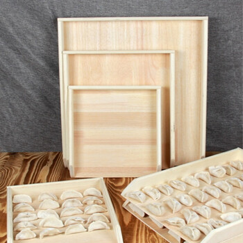 Household wooden dumpling storage box frozen fresh-keeping multi-layer quick-frozen rectangular wooden chaos tray can be used commercially, length 45, width 35, height 4.5, hold 50-60 dumplings