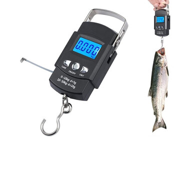 Xinshu high-precision portable electronic scale small express scale portable household hook commercial hook spring luggage fish scale black portable scale with ruler