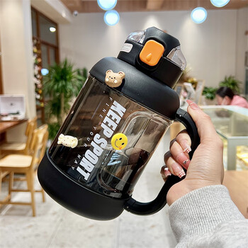 Carved feather water cup for men and women, large capacity, high appearance, with straw scale, anti-fall, ton cup, ton bucket, student sports fitness kettle, black, limited edition, special price 1600ml