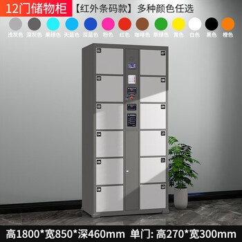 Supermarket electronic bag storage cabinet smart locker mobile phone locker barcode fingerprint scan face recognition wechat cabinet 12 door barcode model