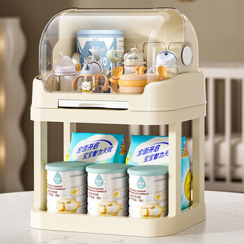 Yimeihui baby bottle storage box, dust-proof storage rack, baby tableware storage box, special bottle drain rack, baby products, cream yellow/2 layers, 1 layer higher + bottle storage