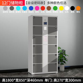 Supermarket electronic bag storage cabinet smart locker mobile phone locker barcode fingerprint scan code face recognition wechat cabinet 12 doors self-encoding model