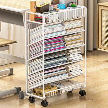 Youqin movable bookshelf with wheels learning table side storage classroom desk student book storage rack floor-standing