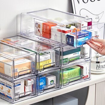Yangyangyu transparent drawer-type storage box desktop makeup and skin care medicine box plastic multi-layer large-capacity office stationery storage box drawer-type transparent storage box 3 large sizes length 32*width 21*height 11cm