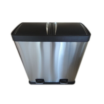 Minyin 410 foot-operated stainless steel double-type classification trash can stainless steel color l2016/l2030/l2160 l2160 59*33*66.5cm 60l