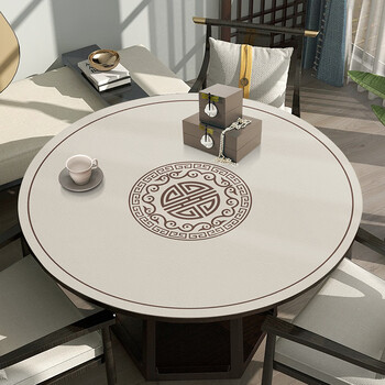 Chinese round table double-layer table mat plus turntable mat new leather tablecloth waterproof and oil-proof cloth round tablecloth can be cut jixiang furui diameter 150cm round