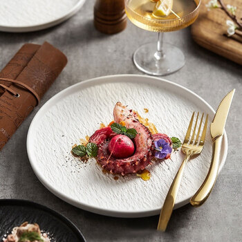 Dinner general ceramic western plate underglaze color 8.5-inch salad plate steak dinner plate dumpling plate 1 pack white