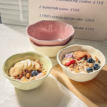 Modern housewife french fruit salad bowl home rice bowl high-looking oatmeal breakfast dessert bowl yogurt bowl 6-inch yogurt bowl 450ml-milk white