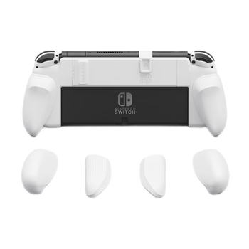 Skull & co. suitable for switch oled protective case, plugs directly into the base without blocking the bracket, compatible with battery life, neogrip white single product
