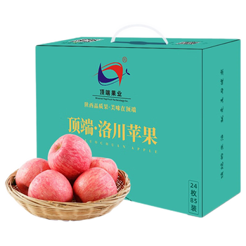 Luochuan apple shaanxi yan'an red fuji seasonal apple fruit gift box apple fresh fresh crisp sweet whole box delicious fresh 24 pieces 85mm selected fruit