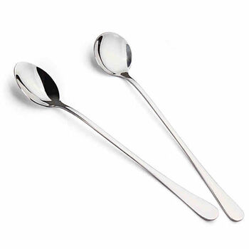 Enshousu long handle spoon thickened stainless steel coffee spoon tip mixing spoon round head spoon ice mix long handle spoon 1 piece