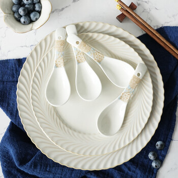 Pick-up ceramic spoons, small rice spoons, 4 pieces, table spoons, spoons, small spoons, time walk model sh-6481